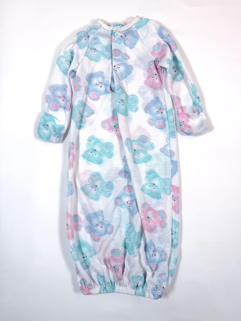 CARTER’S Vintage 1981 Baby‎ Sleep Gown Newborn Teddy Bear Print Cottagecore